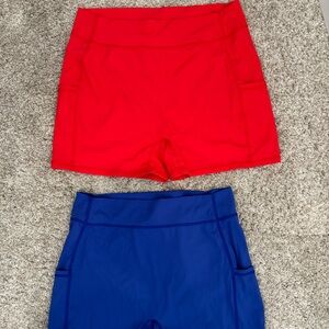 2 pairs of HALARA softly zero Red and Blue Bike Shorts with pockets